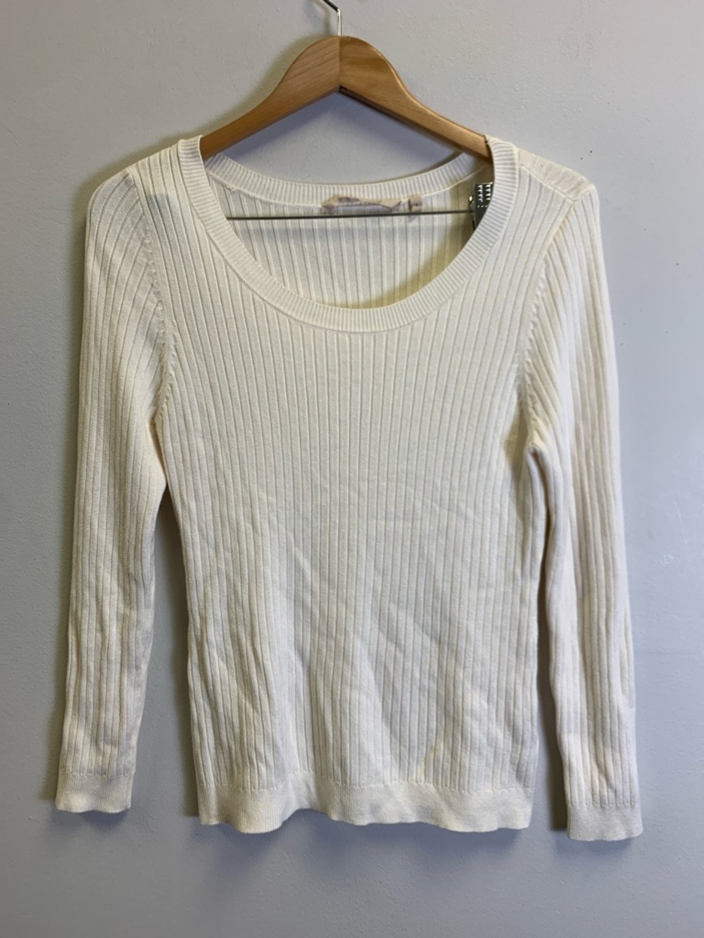 Soft Surroundings Ivory Ribbed Knit Tee